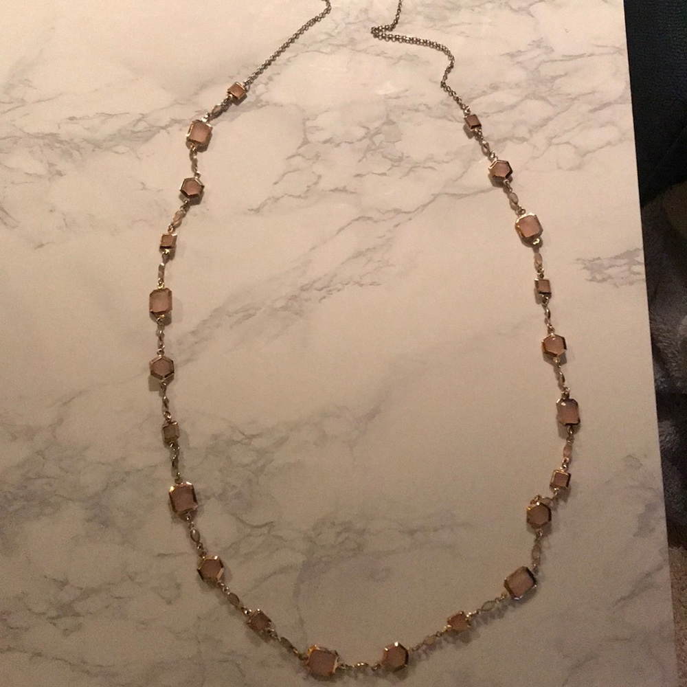 Pink and gold coloured long necklace